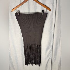 Lulu's Black Fringe Pencil Skirt